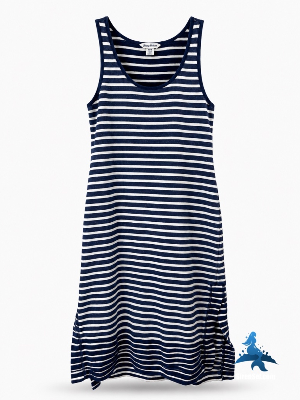 1323 Tommy Bahama Villa Lines Midi Dress – M – Navy White Stripe